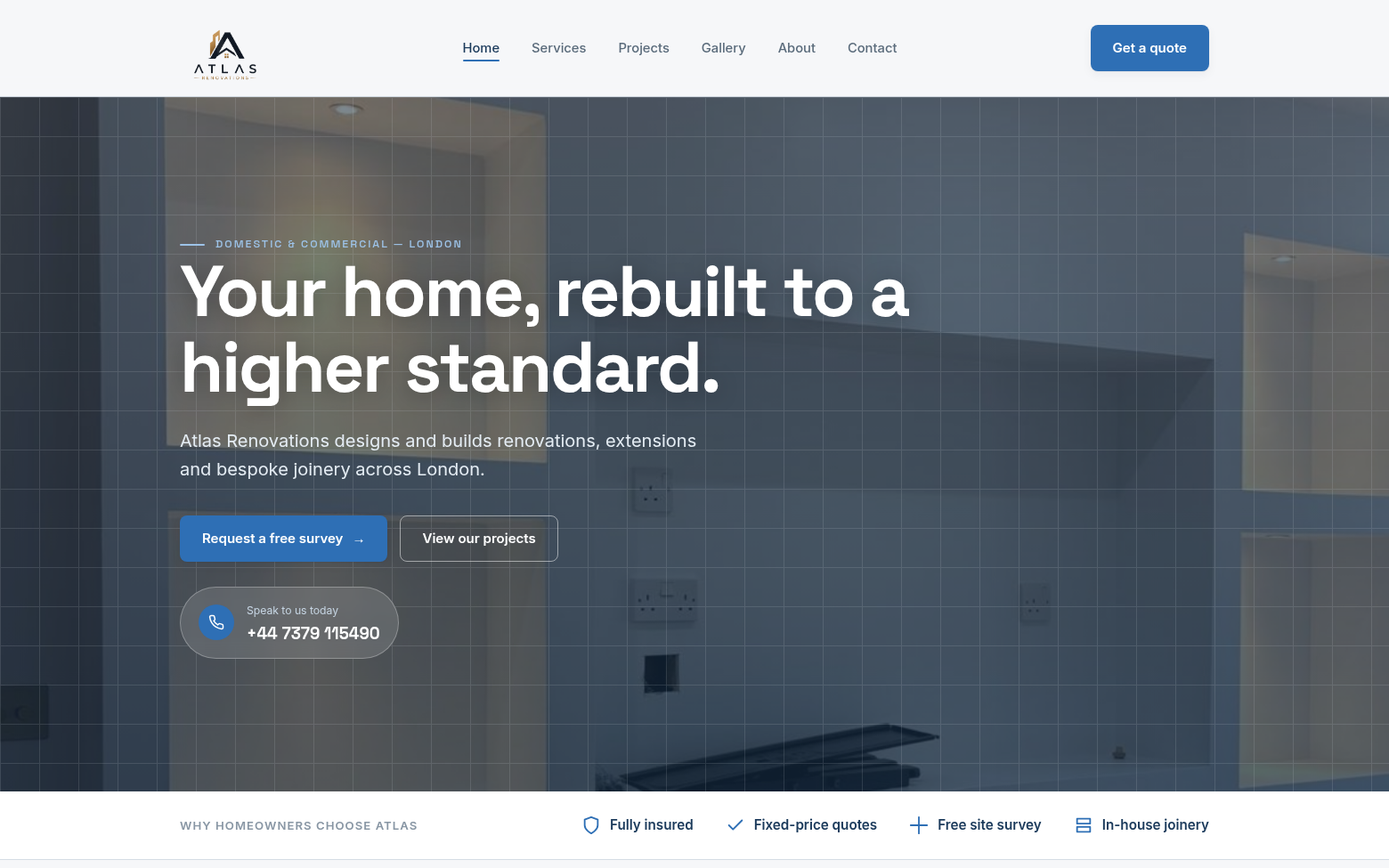 Atlas Renovations homepage