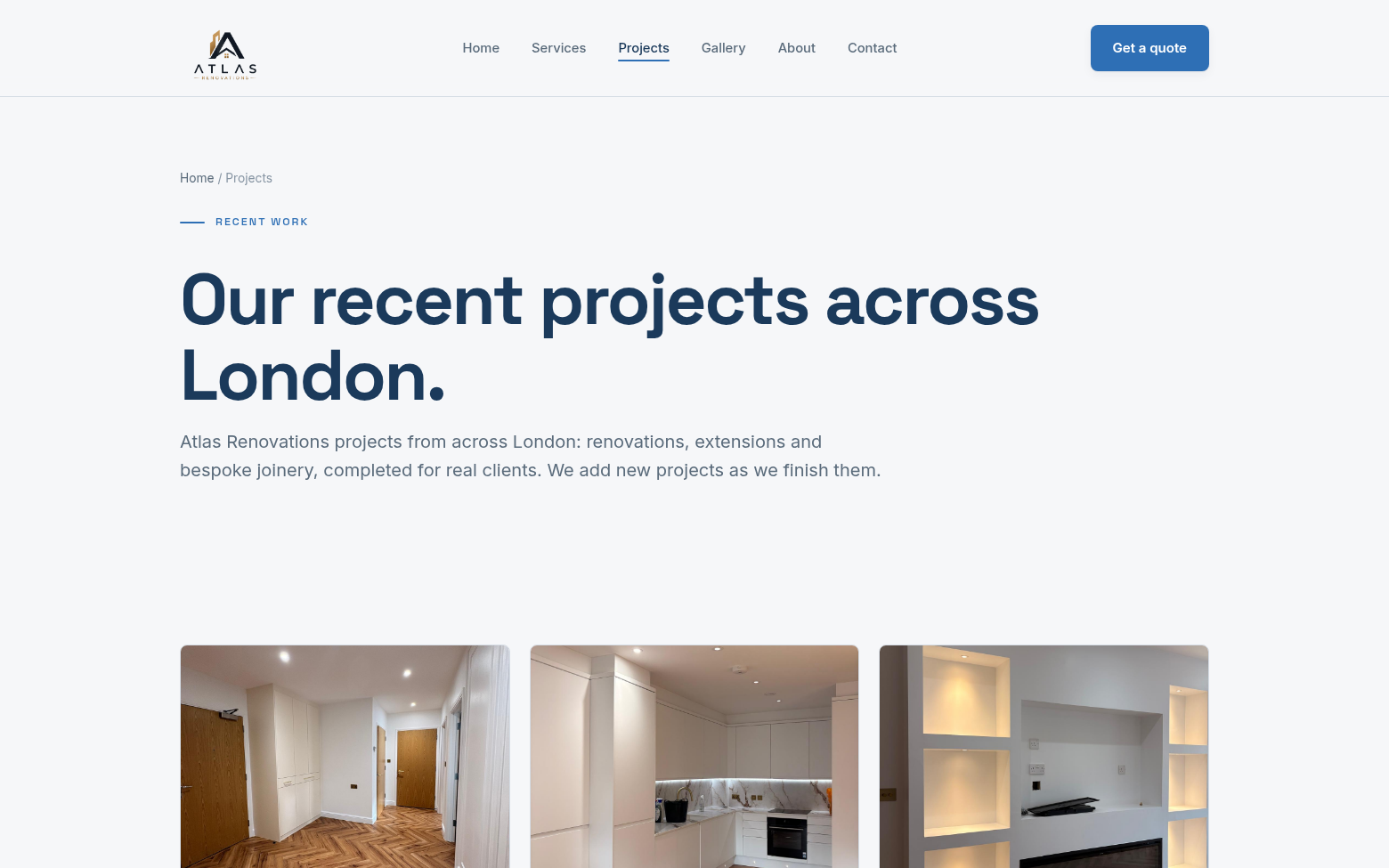 Atlas Renovations projects page