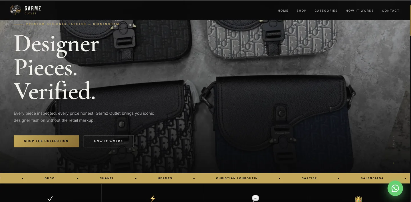 Garmz Outlet — homepage