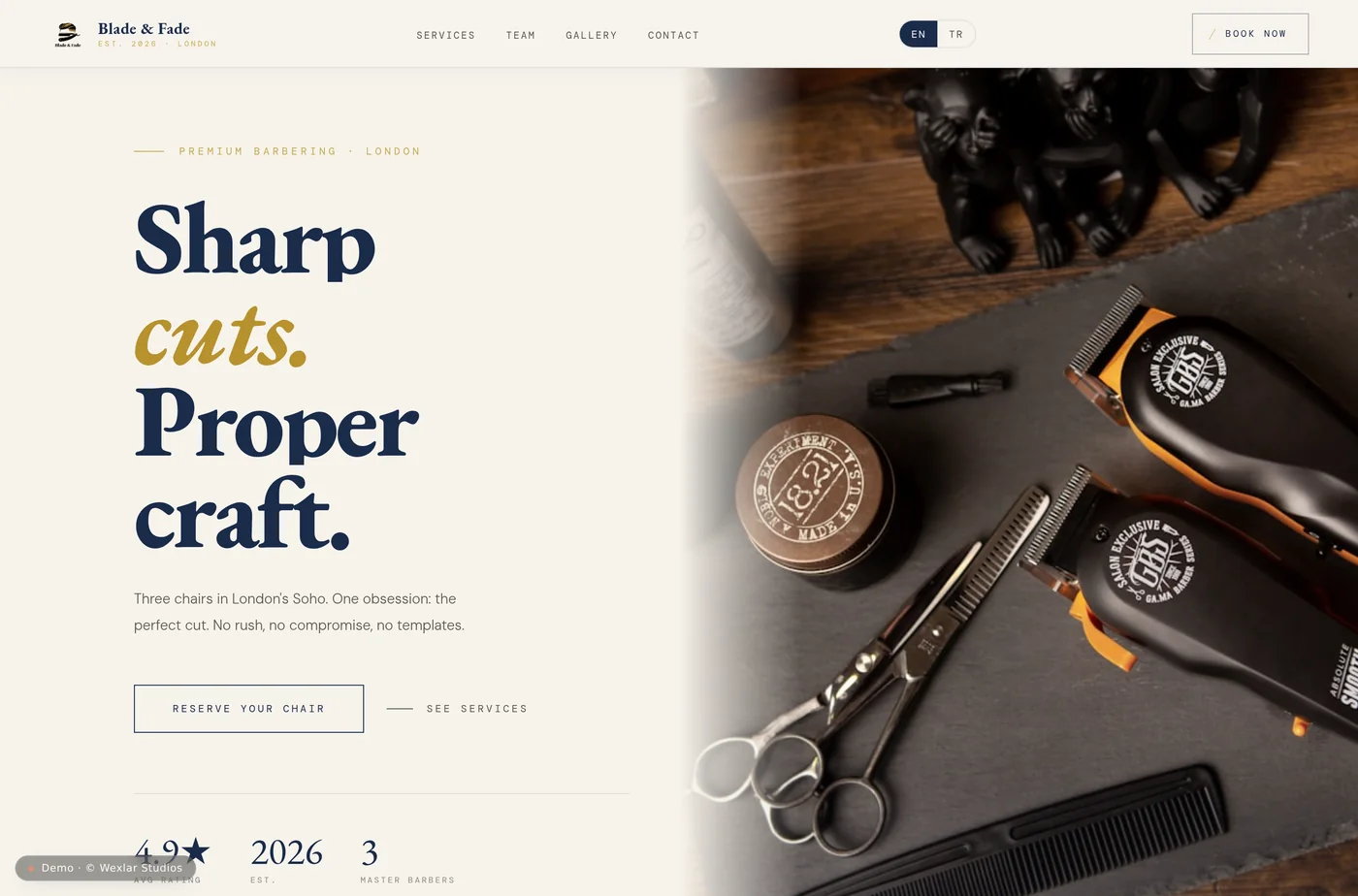 Blade & Fade homepage